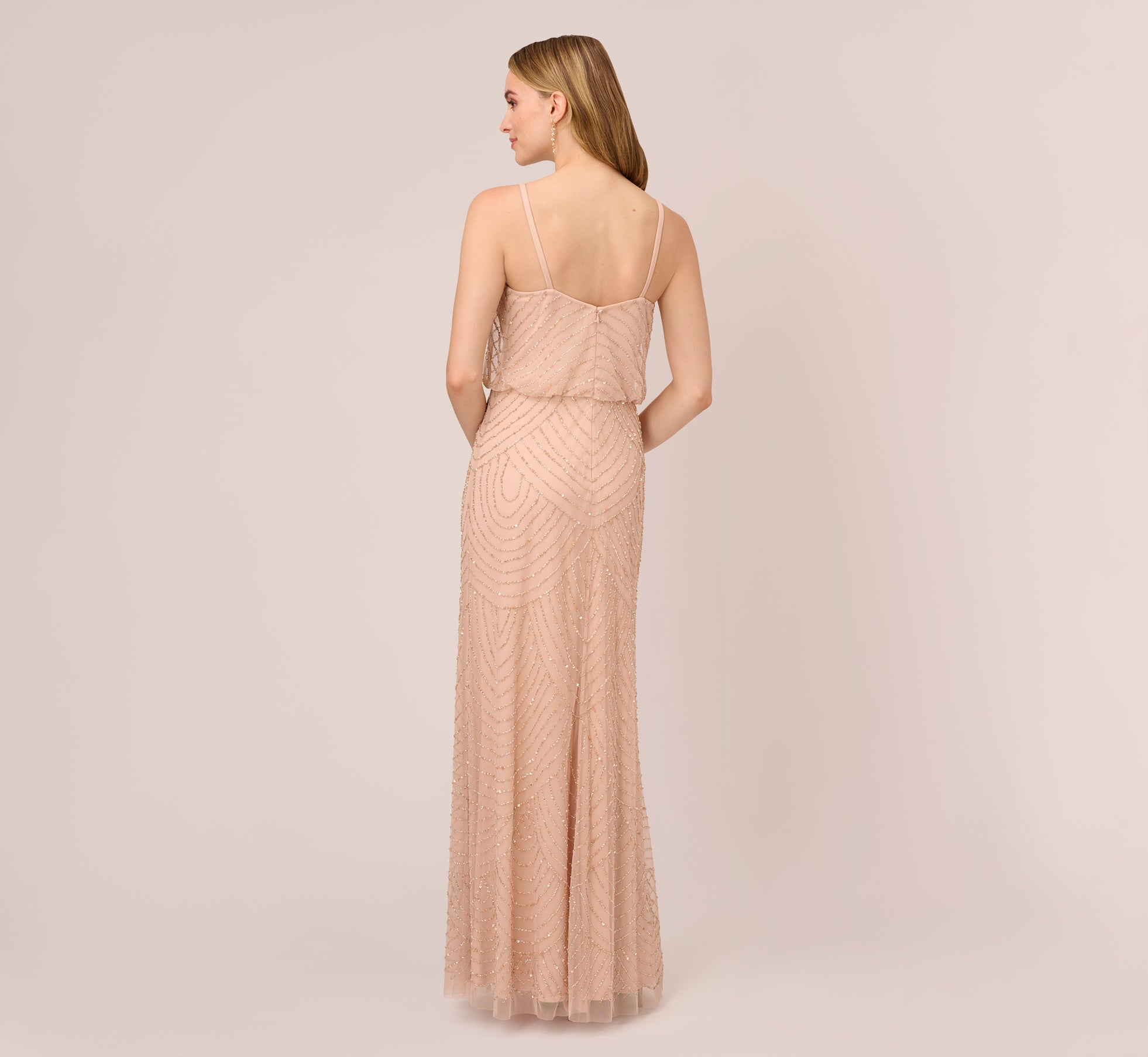 Art Deco Beaded Blouson Gown In Blush、mySite、solidvoid
