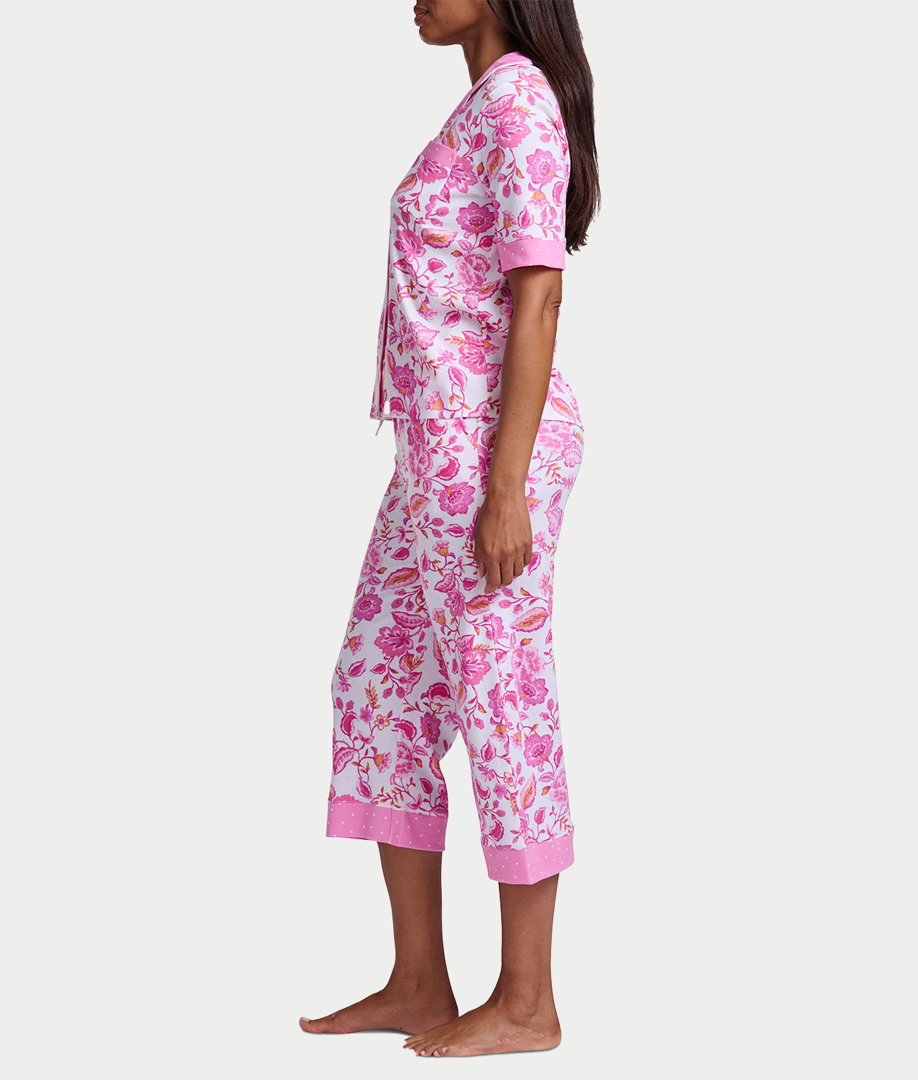 Elbow Length Sleeve Knit Capri Pajama Set、mySite、bengalsvssteelers