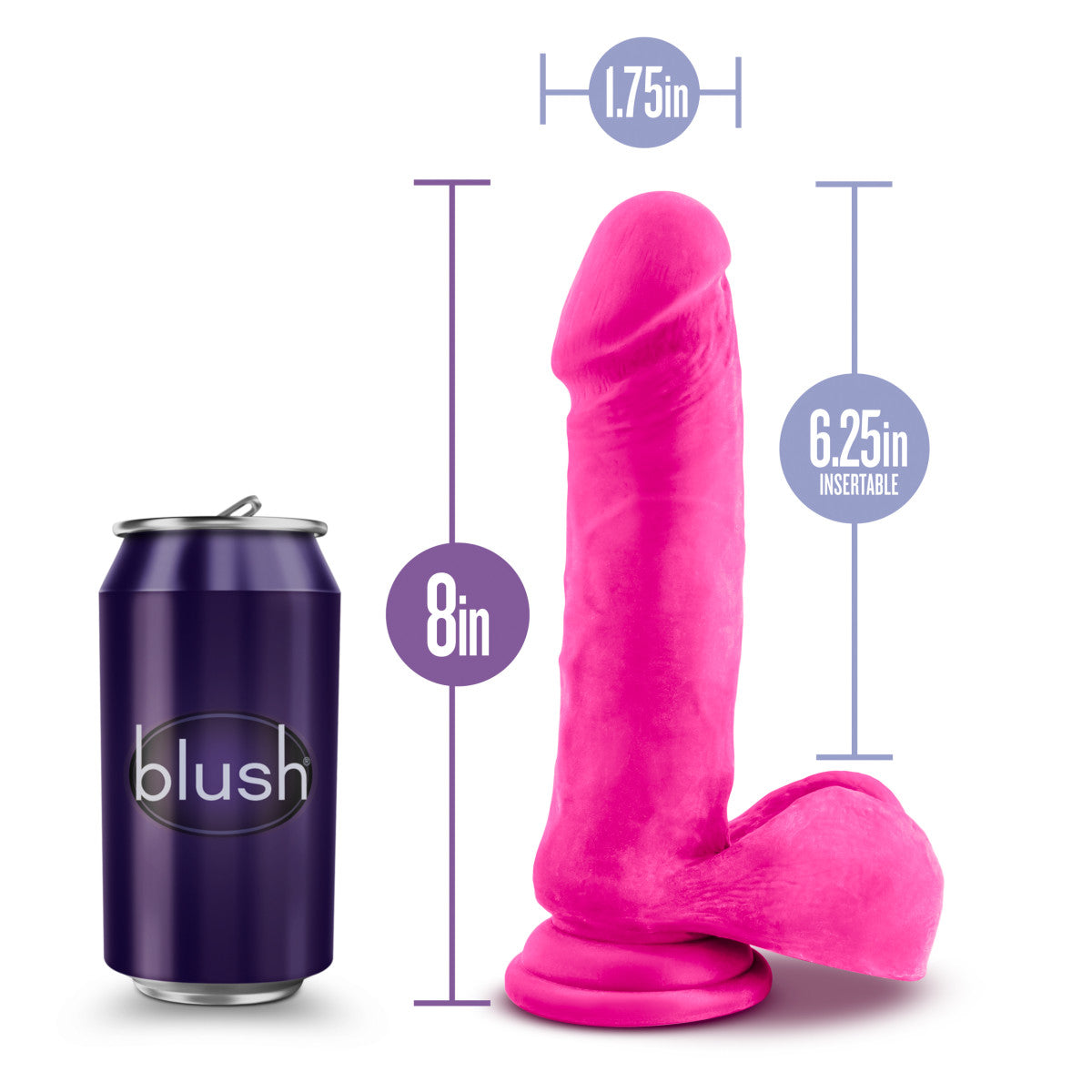 Au Naturel Bold By Blush® | Hero Realistic Pink 8-Inch Long Dildo With Balls & Suction Cup Base、mySite、bottomscart