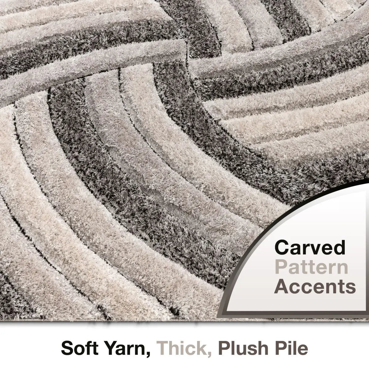 Ucci Grey Modern 3D Textured Shag Rug、mySite、gigharbornorthrealestate