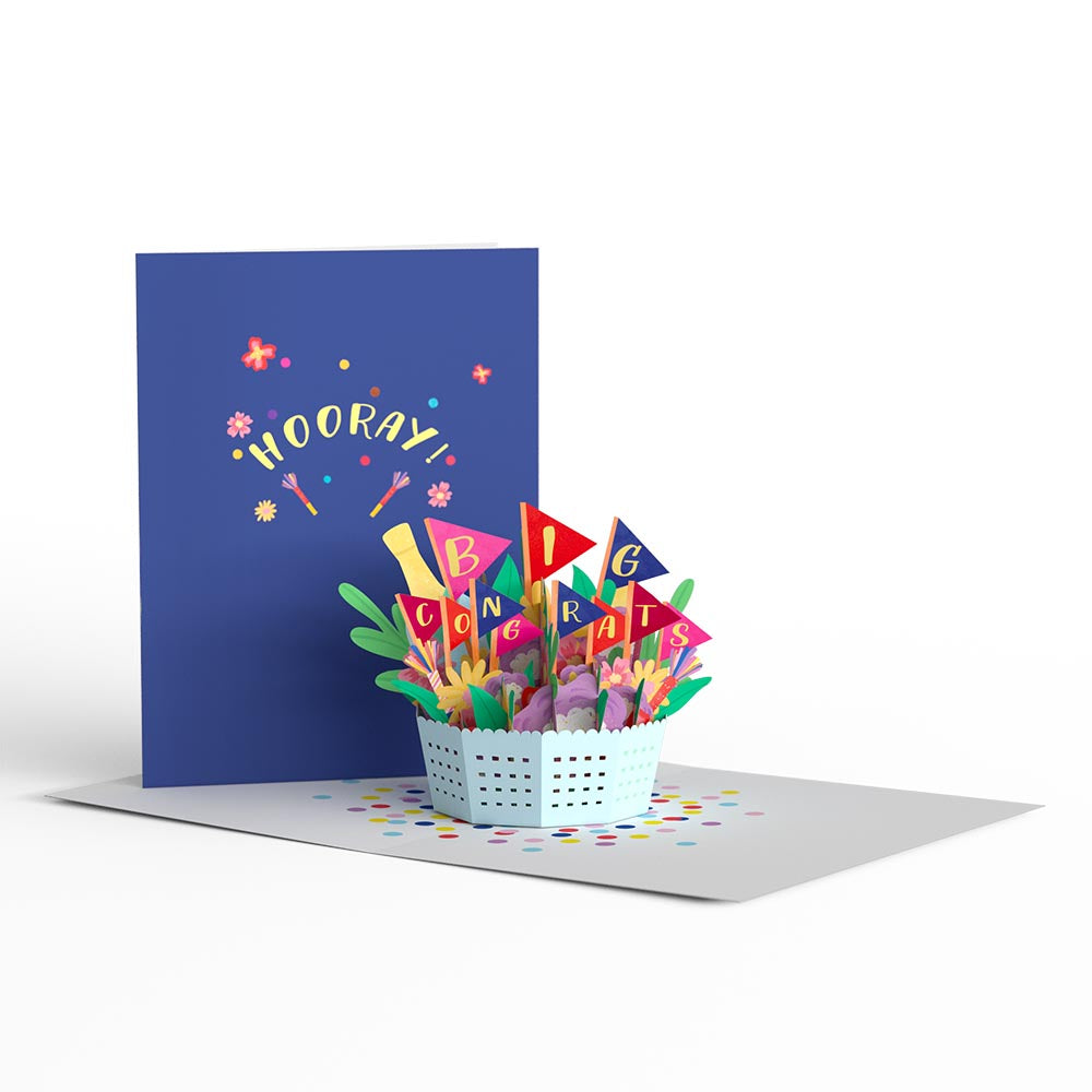 Big Congrats Flower Basket Paperpop Card®、mySite、solidvoid