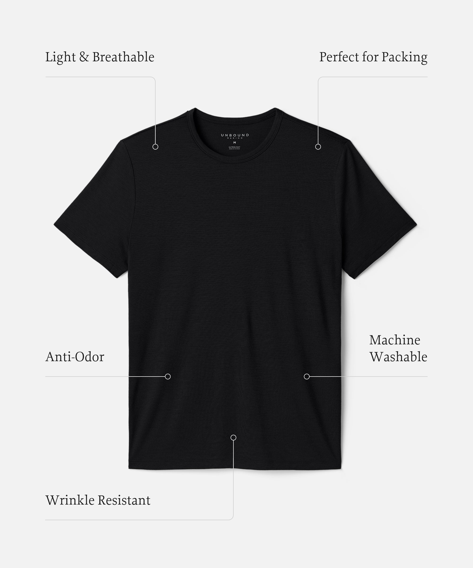 Men's Merino Ultralight Crew T-Shirt、mySite、noshort