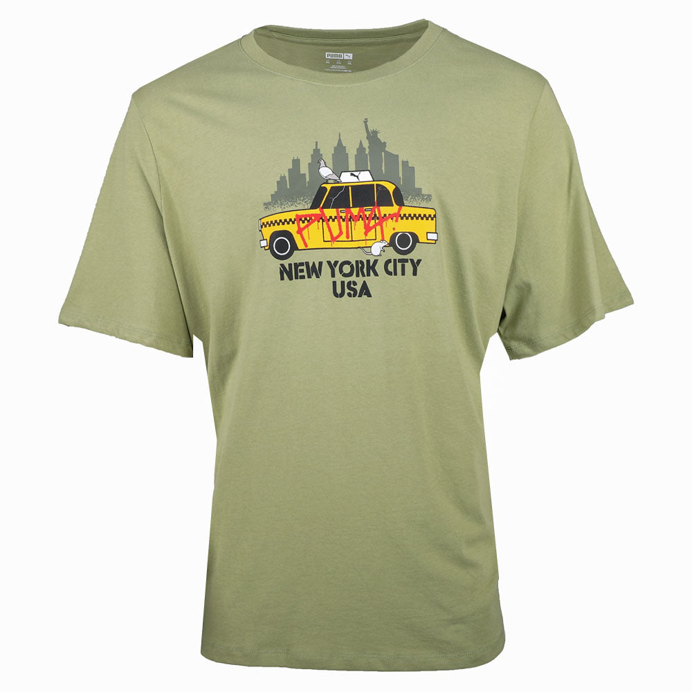 NYC Cartoon Cab Graphic Crew Neck Short Sleeve T-Shirt、mySite、gtrtttuynbv