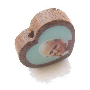 John Paul II wooden medal - enamel heart (18x16mm -0.7x0.6)、mySite、elrpsem3k
