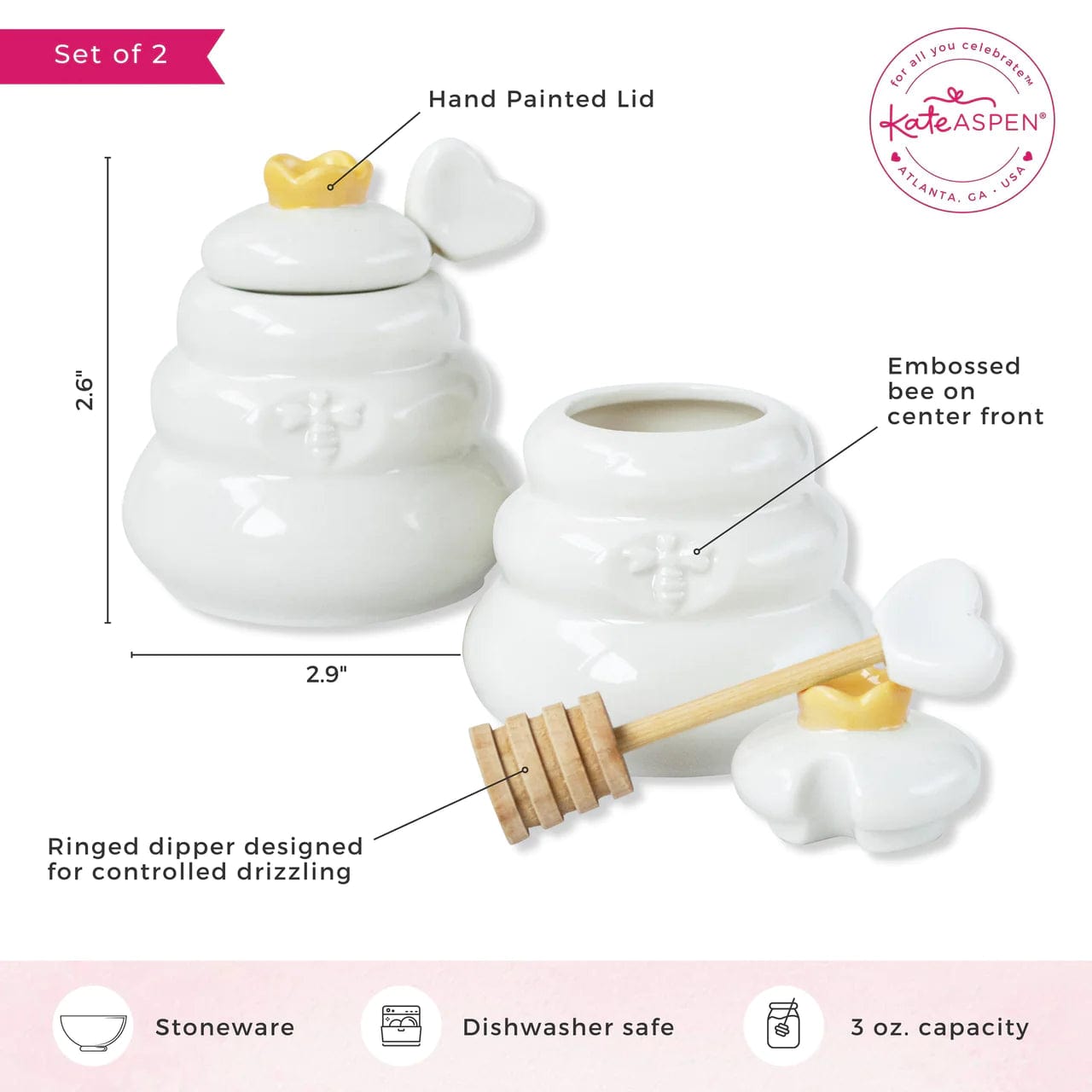 Bee Hive Ceramic Mini Honey Jar and Dipper Set - Set of 2、mySite、topwebapps