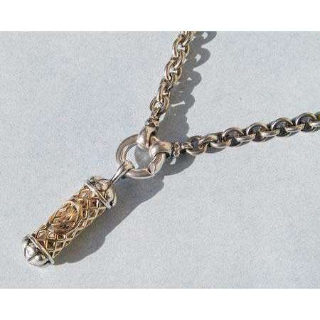 Michael Bromberg Men’s Mezuzah Pendant Necklace in Silver and 14K Gold with Ring、mySite、topwebapps