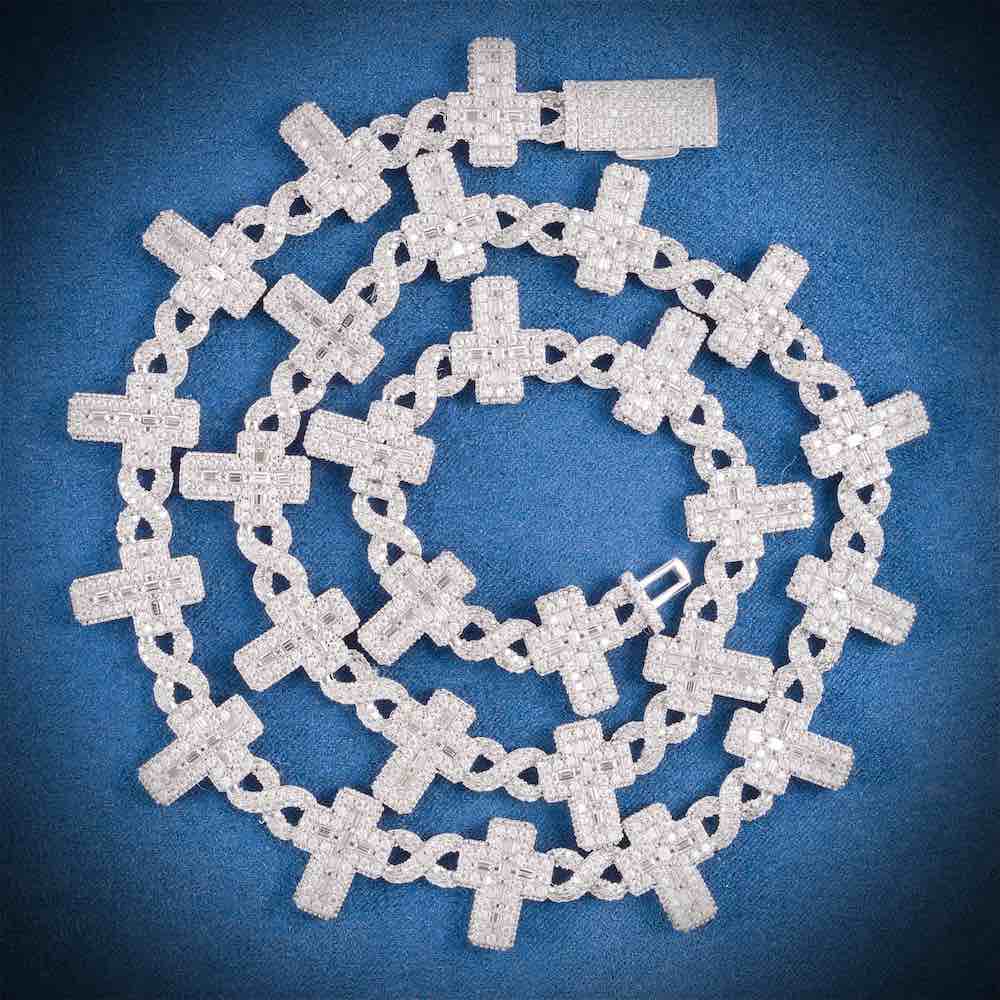 15MM Iced Out Cross Infinity Link Chain 14K Gold、mySite、hinf8tx79