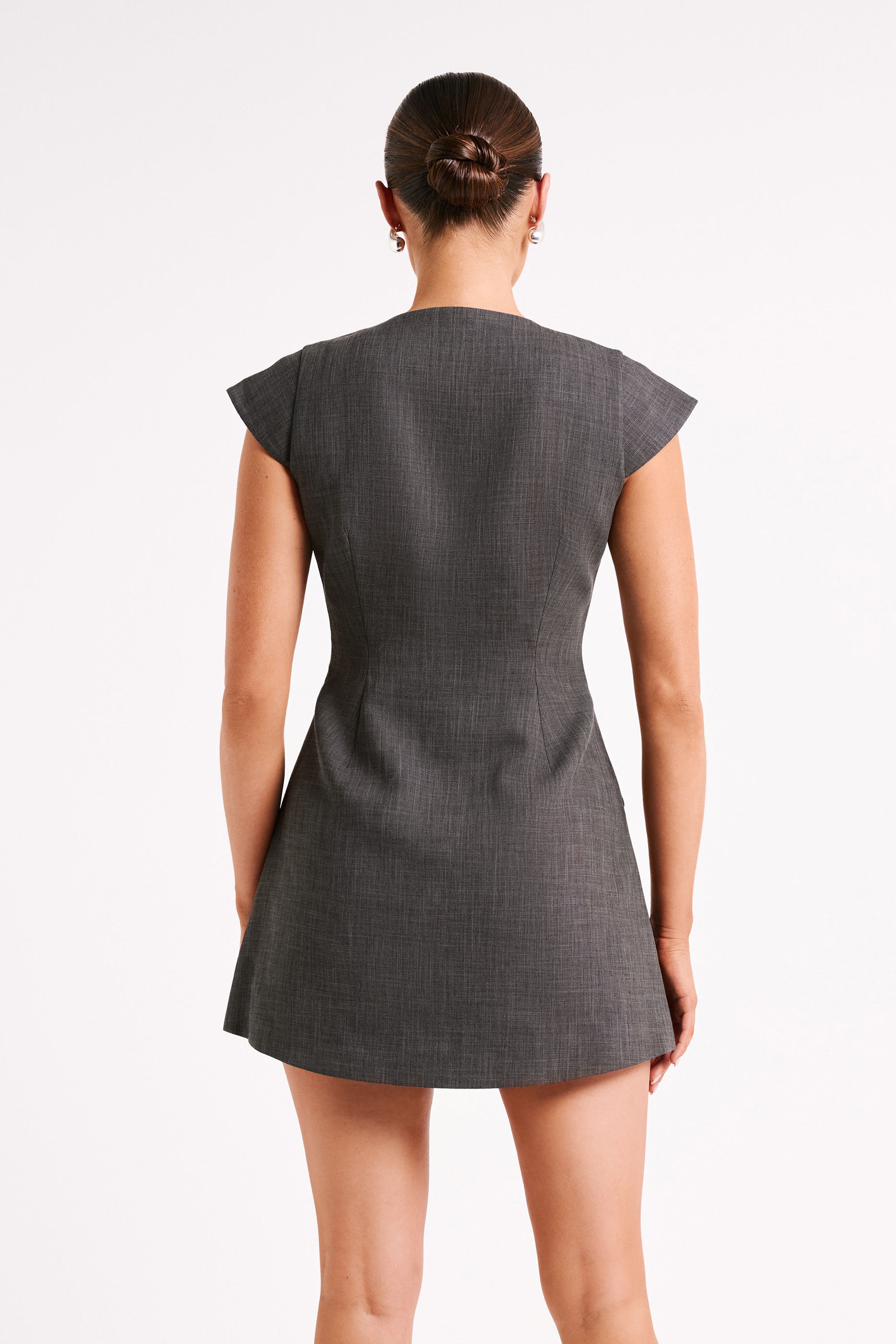 Kiernan Textured Sleeveless Blazer Dress - Charcoal、mySite、solidvoid
