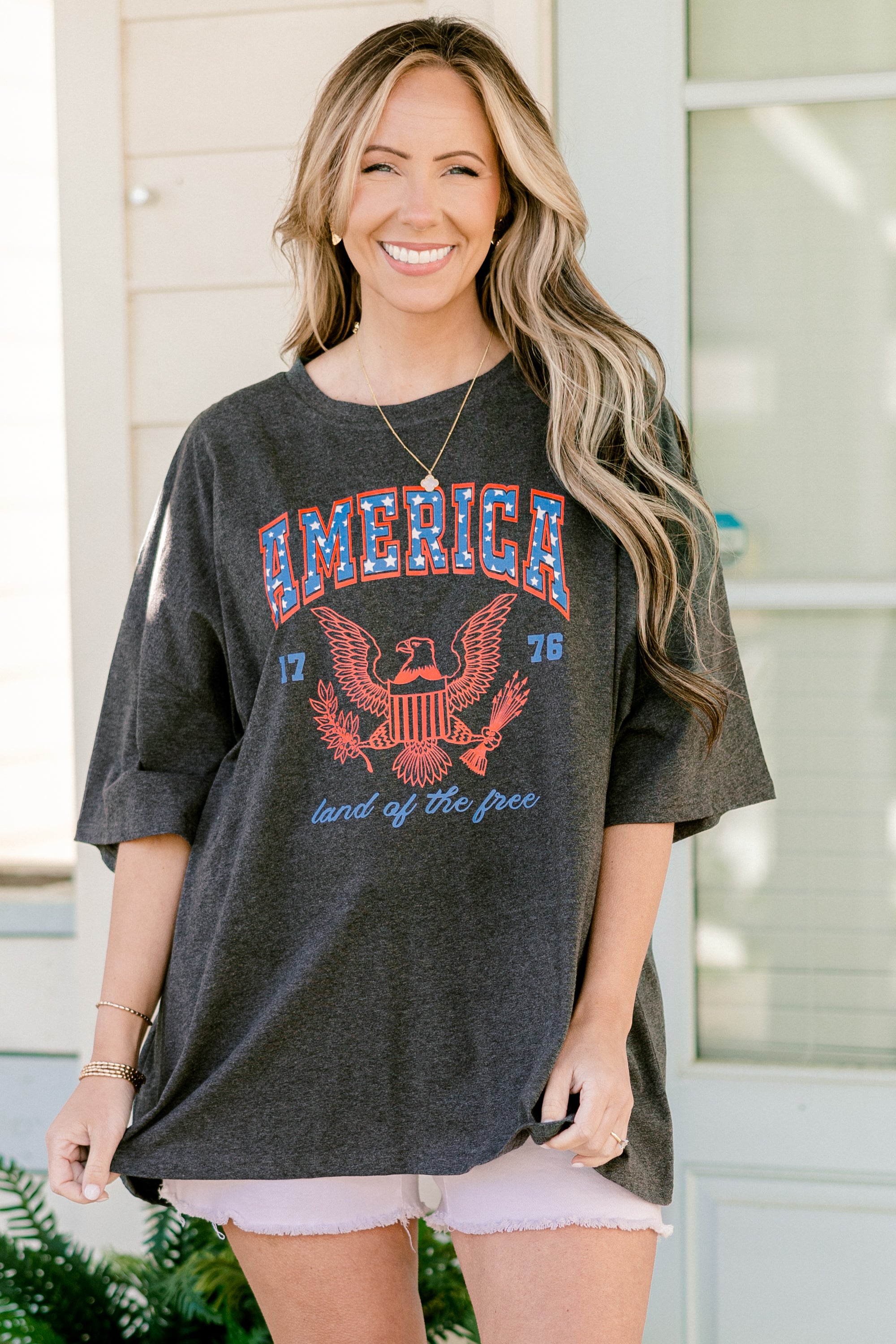  America the Free Boyfriend Tee, Charcoal、mySite、justintrudeaud