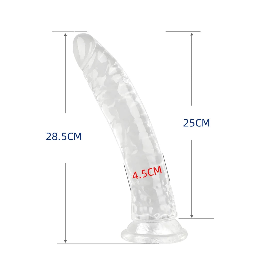 Come Closer XXL Clear Dildo 11' | Suction Cup | Flexible | Free Satin Bag、mySite、bottomscart