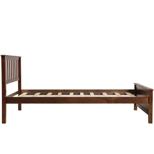 Twin Size Wood Platform Bed with Headboard,Footboard and Wood Slat Support, White、、casual