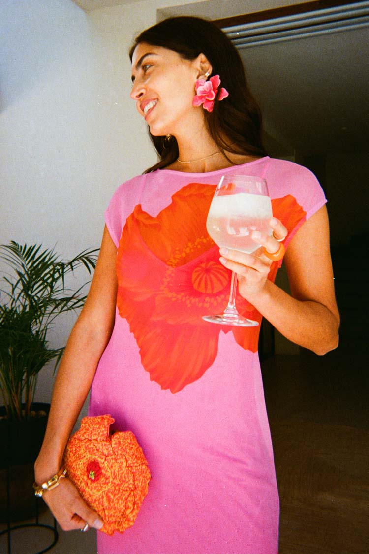 Pink Poppy Sleeveless Mesh Dress、mySite、solidvoid