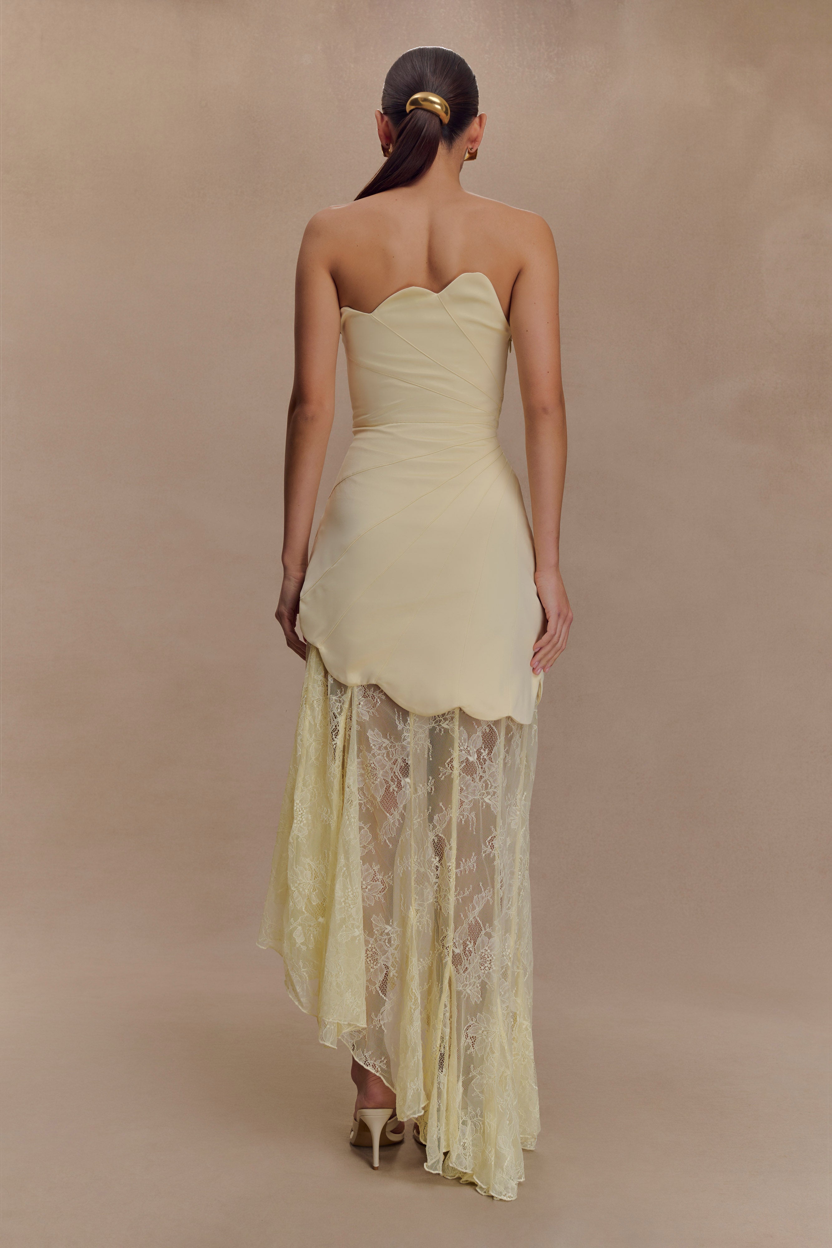 Aleena Satin And Lace Maxi Dress - Lemon、mySite、solidvoid