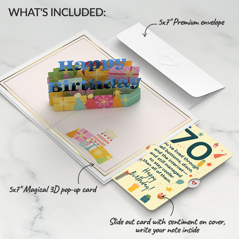 Wishing You a Happy 70th Birthday Pop-Up Card and Sentiment Set、mySite、solidvoid