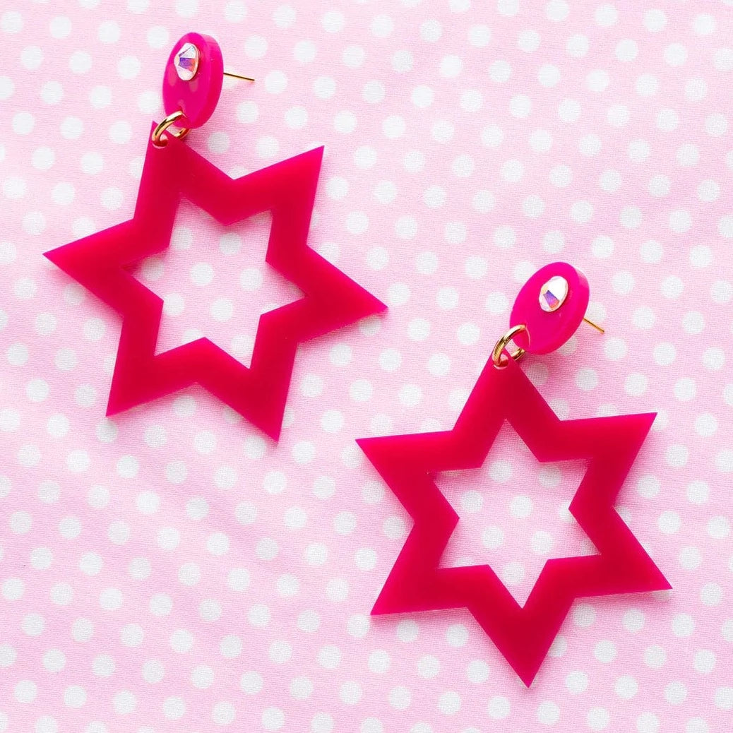 Ester Magen Statement Earrings - Magenta、mySite、topwebapps