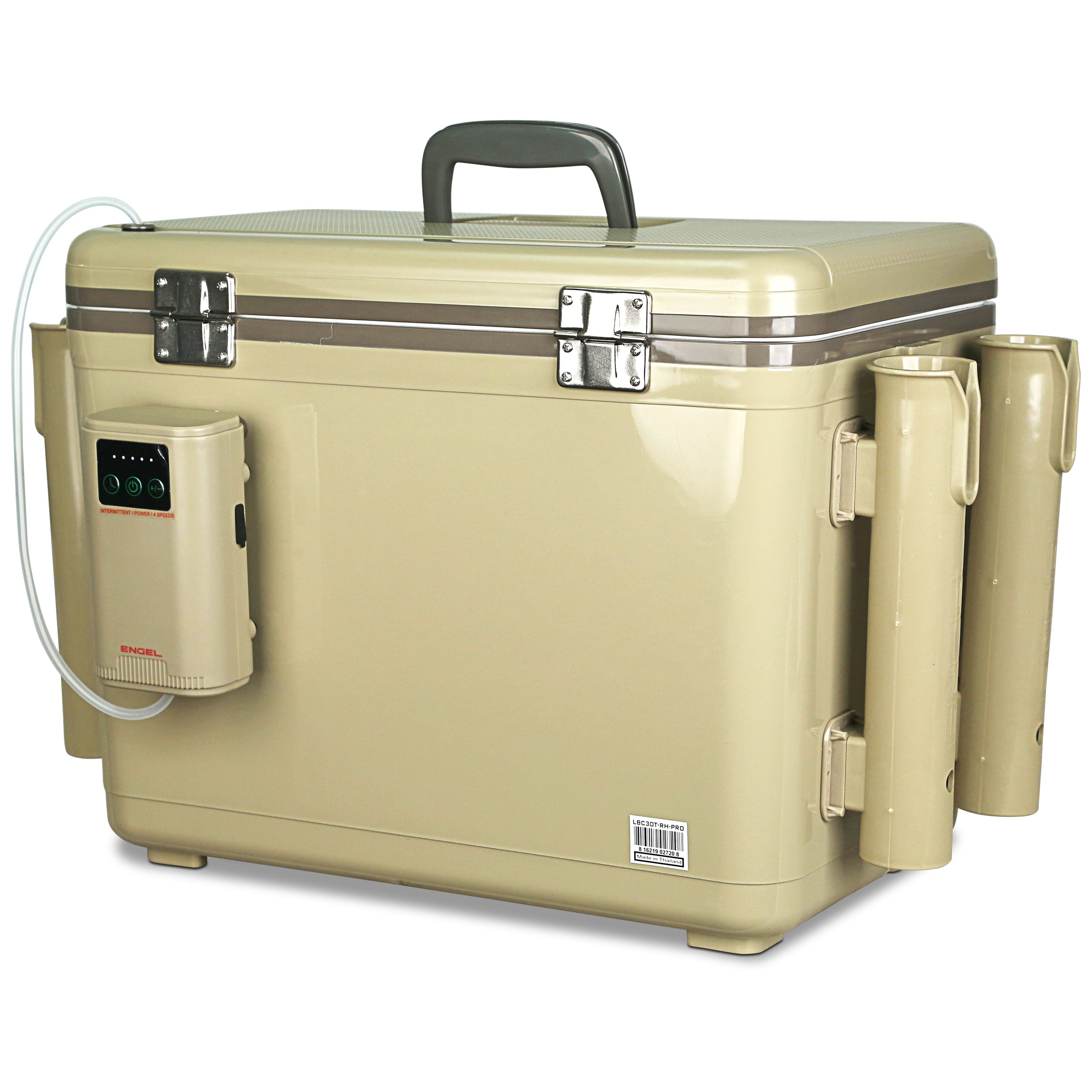 Engel 30Qt Live bait Pro Cooler with AP4 XL Rechargeable Aerator, Rod Holders & Stainless Hardware、mySite、noshort
