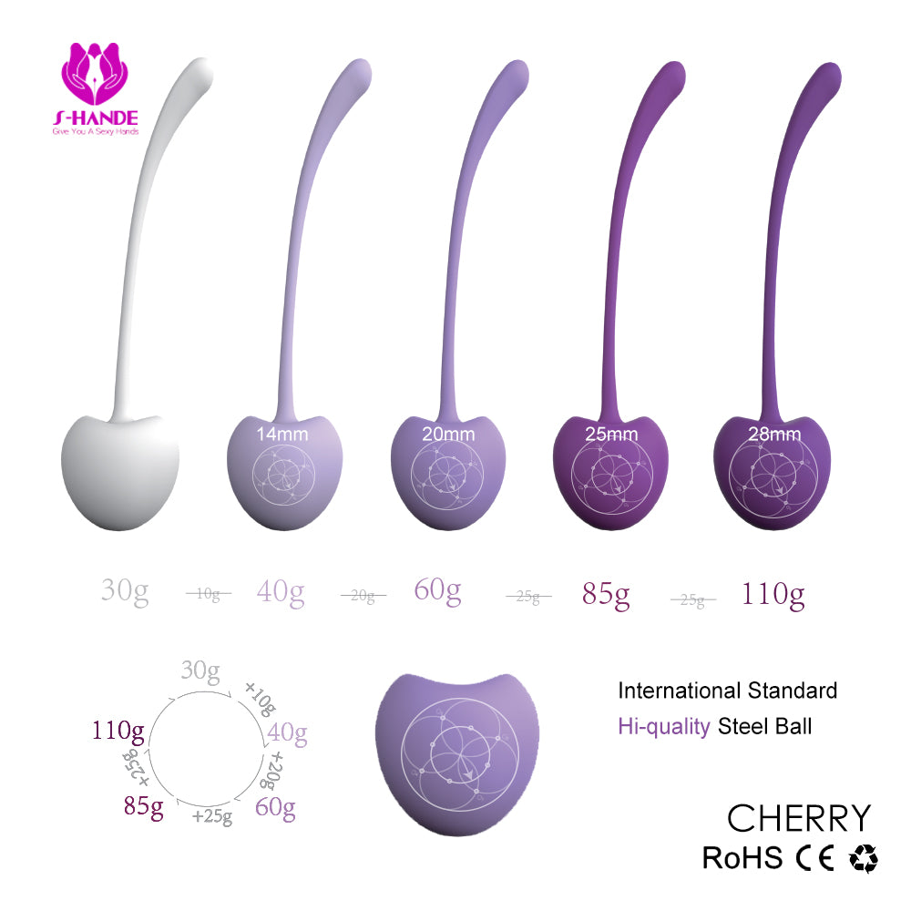 Pleasure LUX Cherry Kegel Balls 5 Pack | Purple | Silicone Medical Grade、mySite、bottomscart