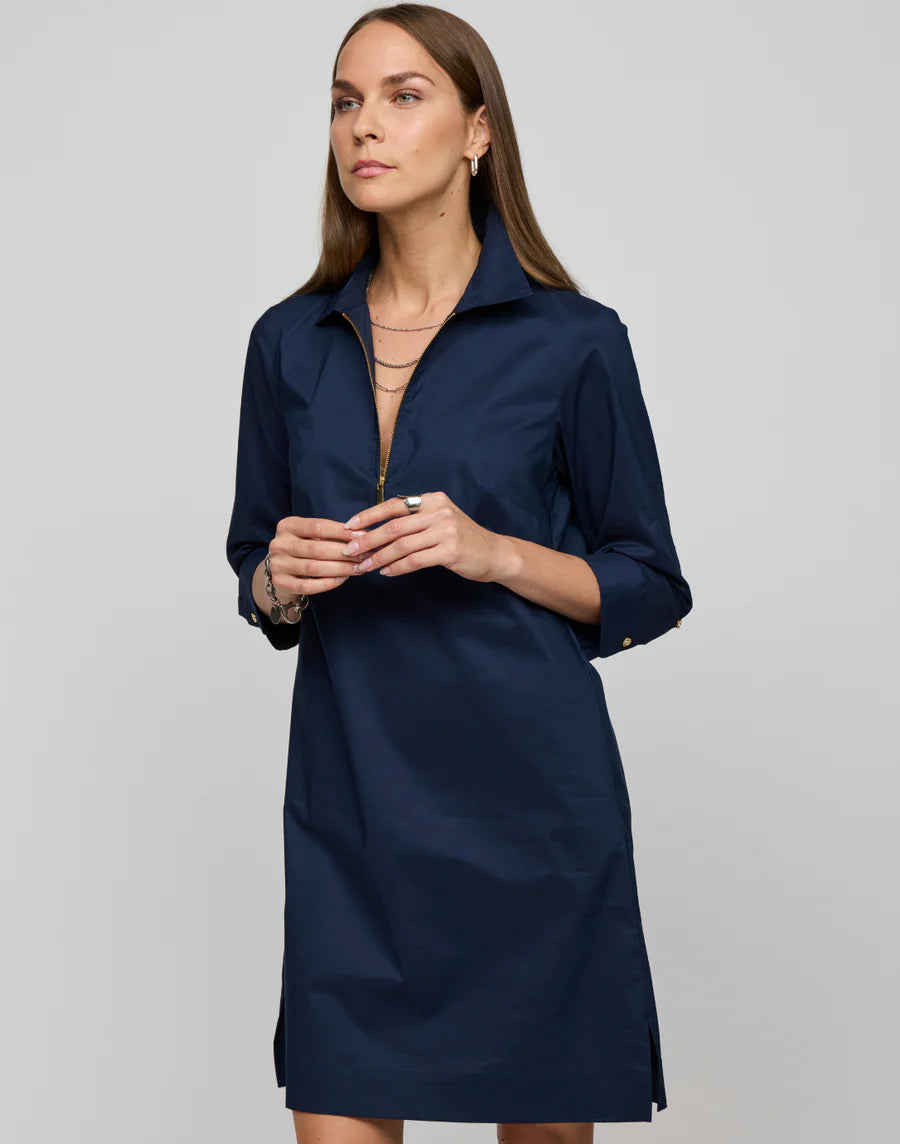 Hinson Wu Alessa 3/4 Sleeve Dress, Navy、mySite、noshort