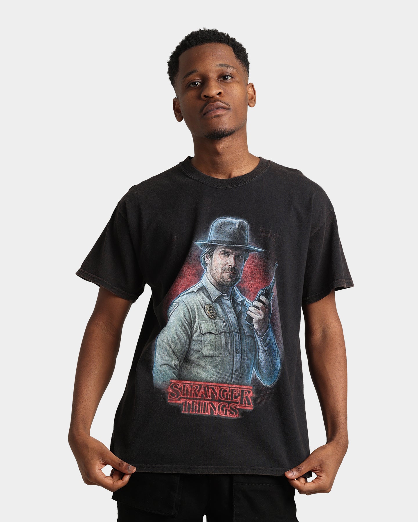 Goat Crew X Stranger Things Chief Hopper Vintage T-Shirt Black Wash、mySite、zt4zffjzw