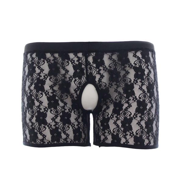 Kink Open Crotch Boxer Briefs | Lace | Black | Elastic Waist、mySite、bottomscart