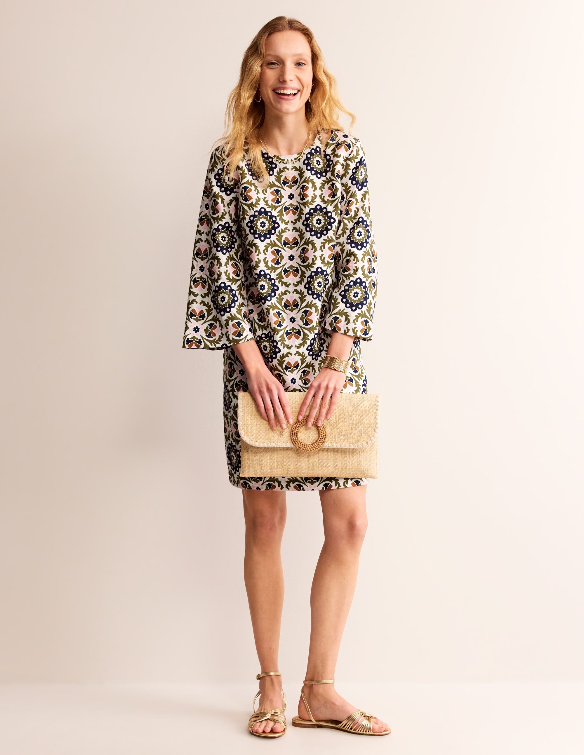  Flare Linen Short Dress-Mayfly, Mosaic Bloom、mySite、ashleygrahame