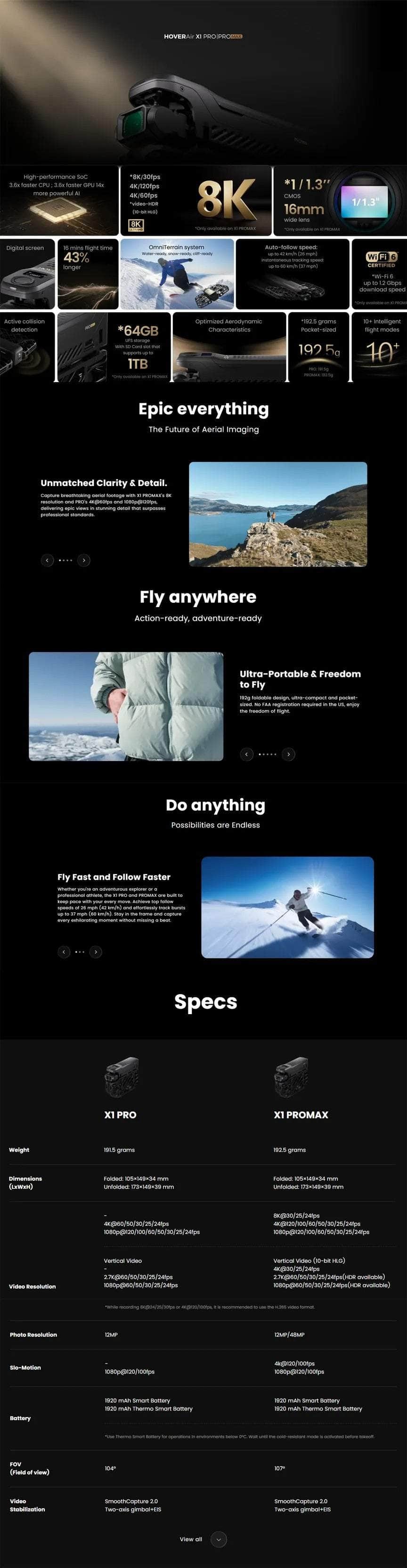 HOVERAir X1 Pro Foldable Action Flying Camera