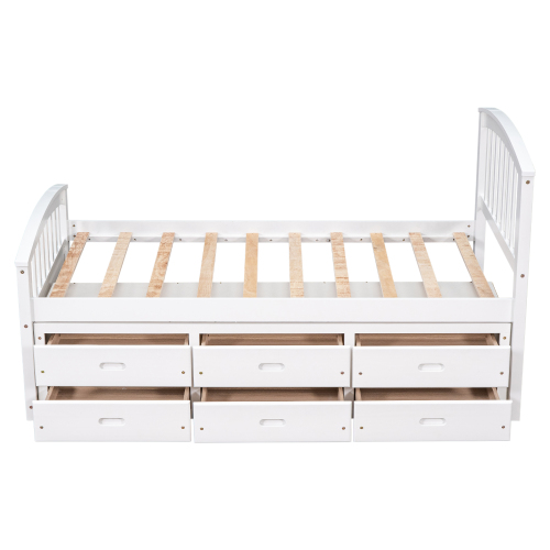 Orisfur. Twin Size Platform Storage Bed Solid Wood Bed with 6 Drawers、、casual