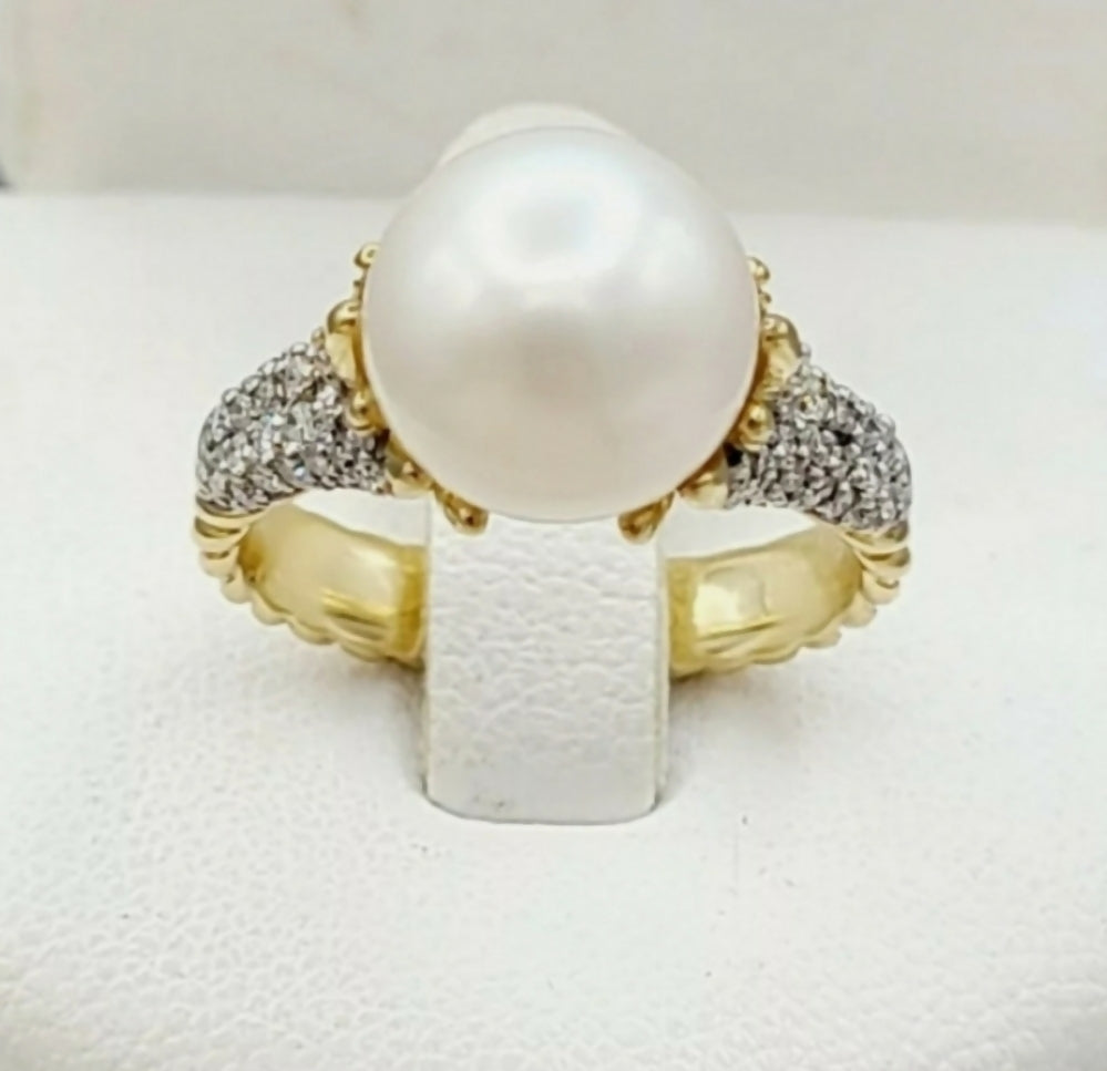 David Yurman Starburst Pearl Ring 鈥?Diamonds & 18k Gold、mySite、hinf8tx79