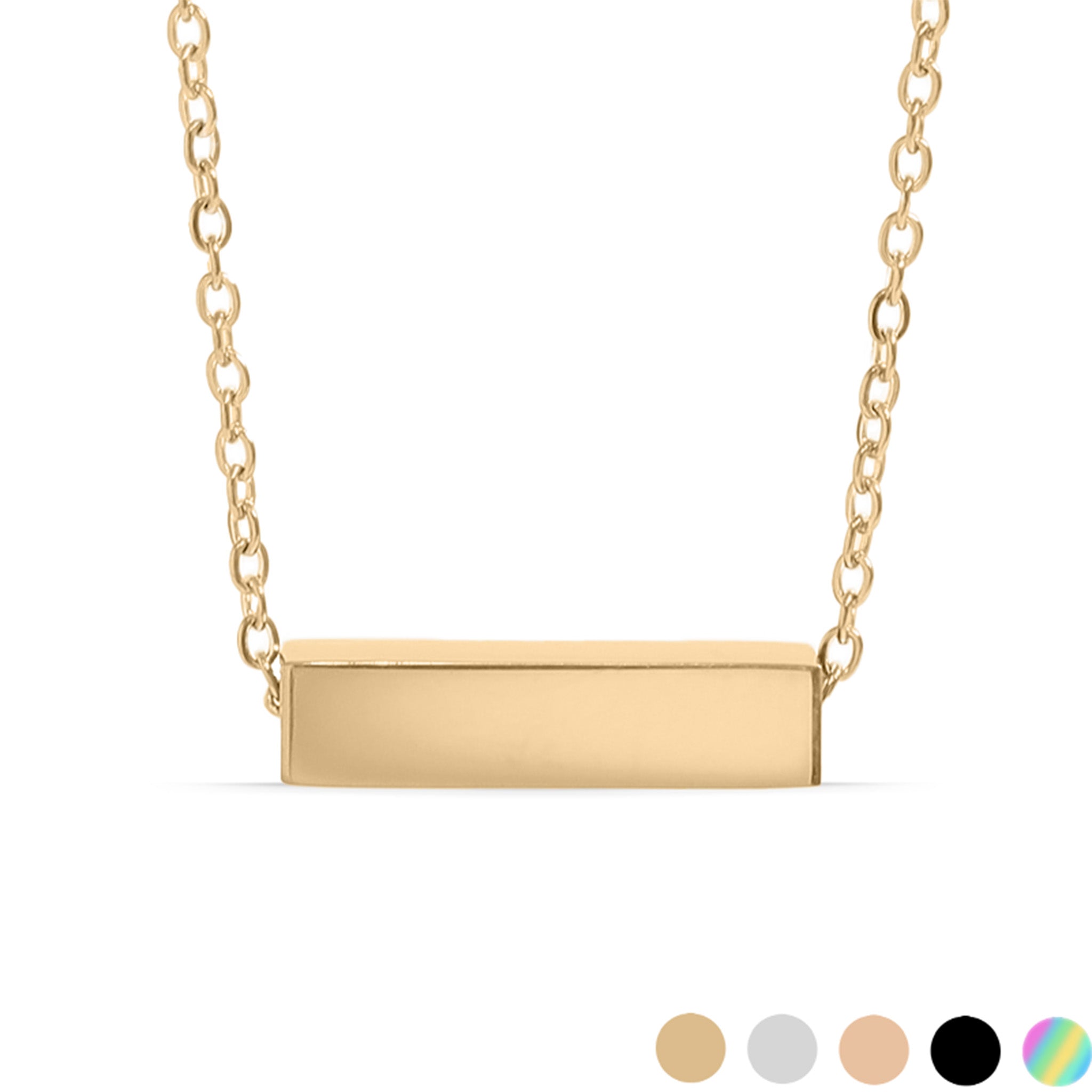 18K Gold PVD Stainless Steel Horizontal Mini Blank Bar Necklace / SBB0267、mySite、dreamappss