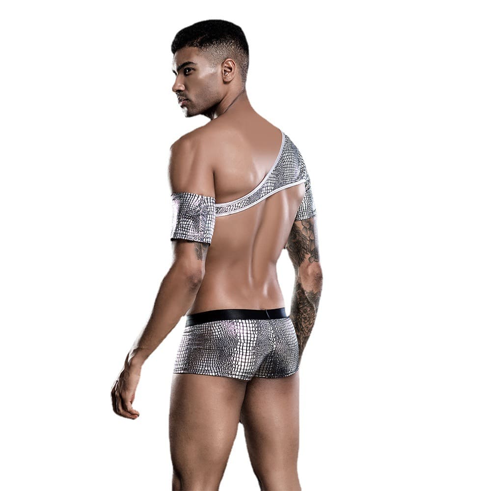 Sexy Silver Leopard | Shoulder Harness | Short Boxer | One Size、mySite、bottomscart