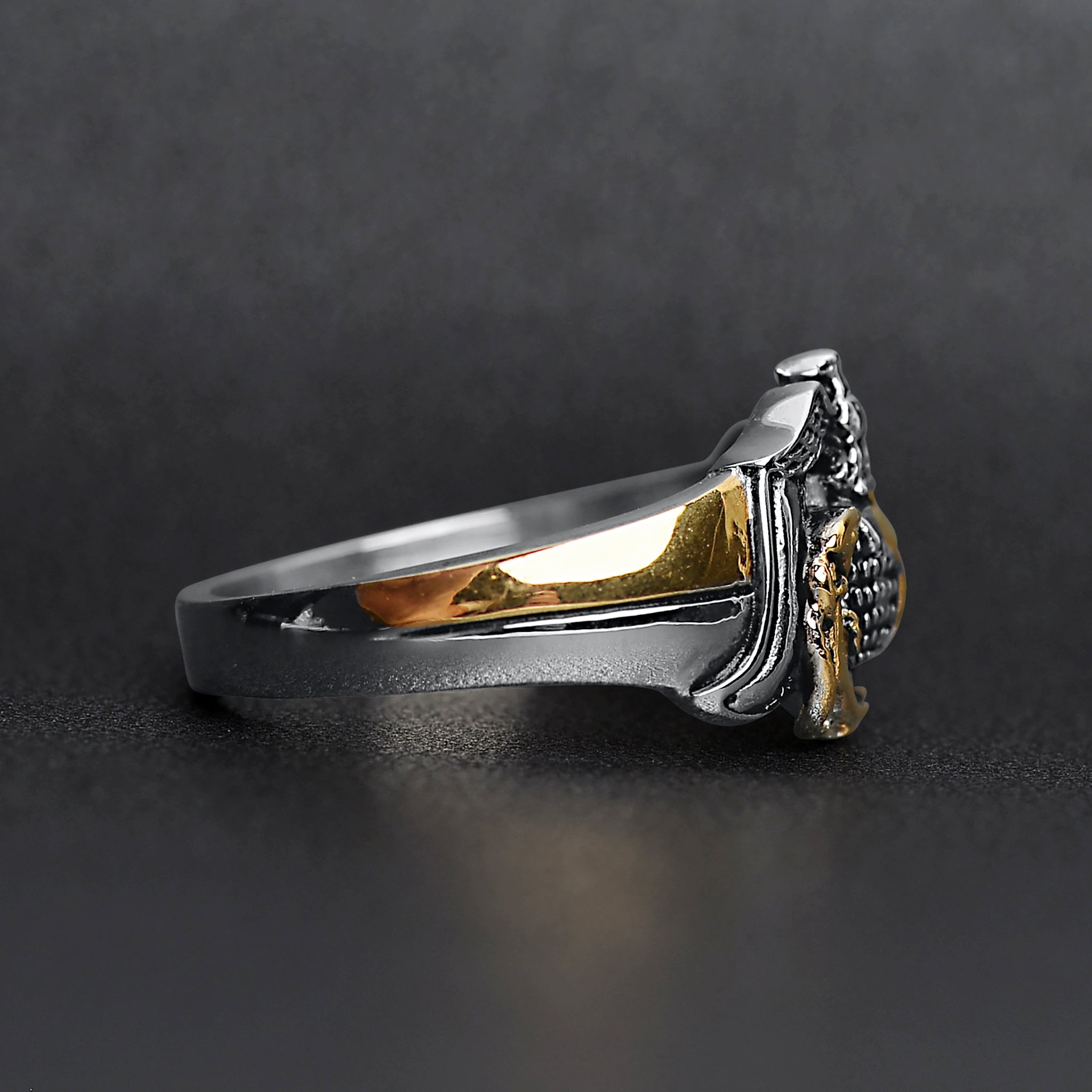 18K Gold PVD Stainless Steel Marine Corps Two Tone United States Military Women's Ring / MCR6012、mySite、dreamappss