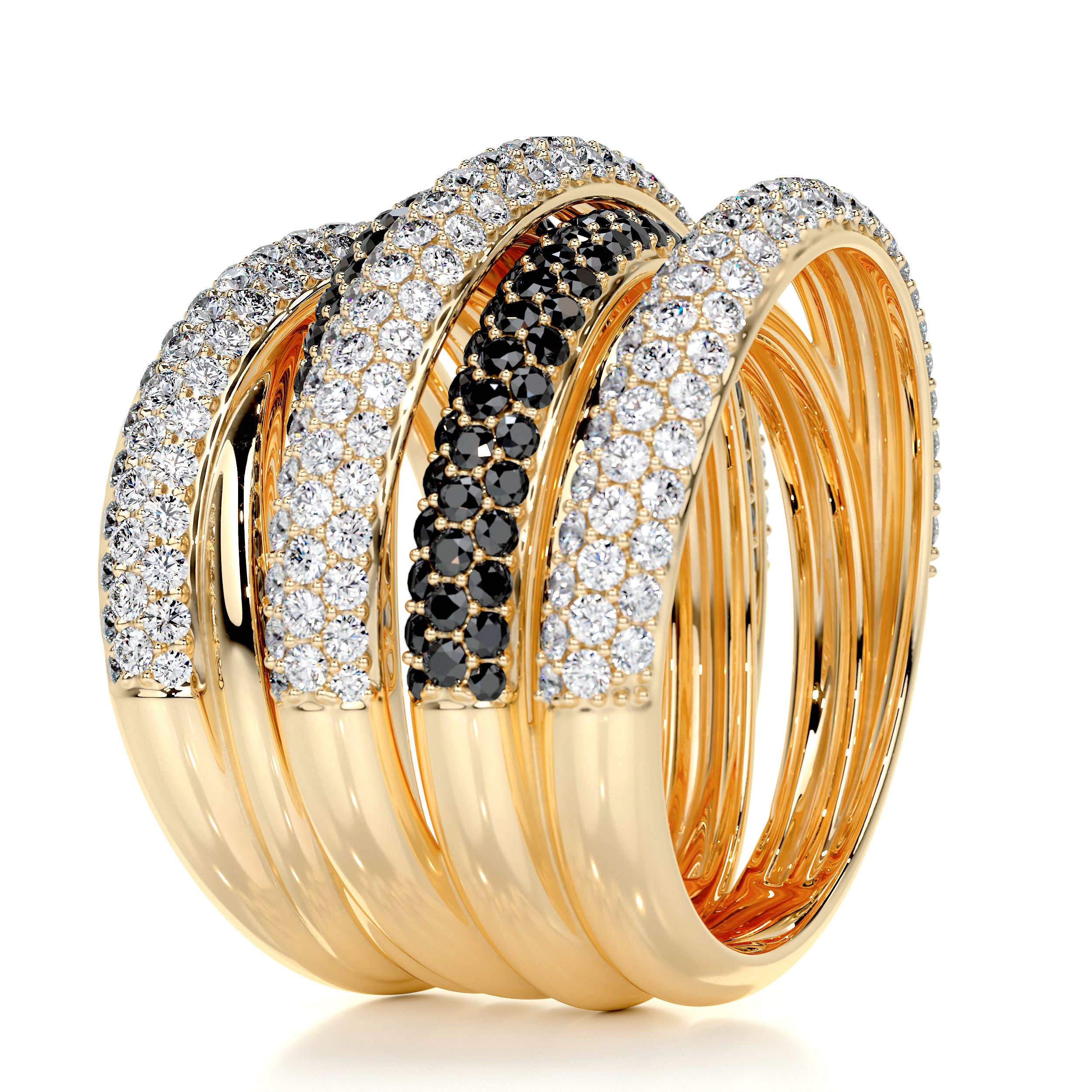 Aurora Black & White Diamond Wedding Ring (3 Carat) -18K Yellow Gold、mySite、hinf8tx79