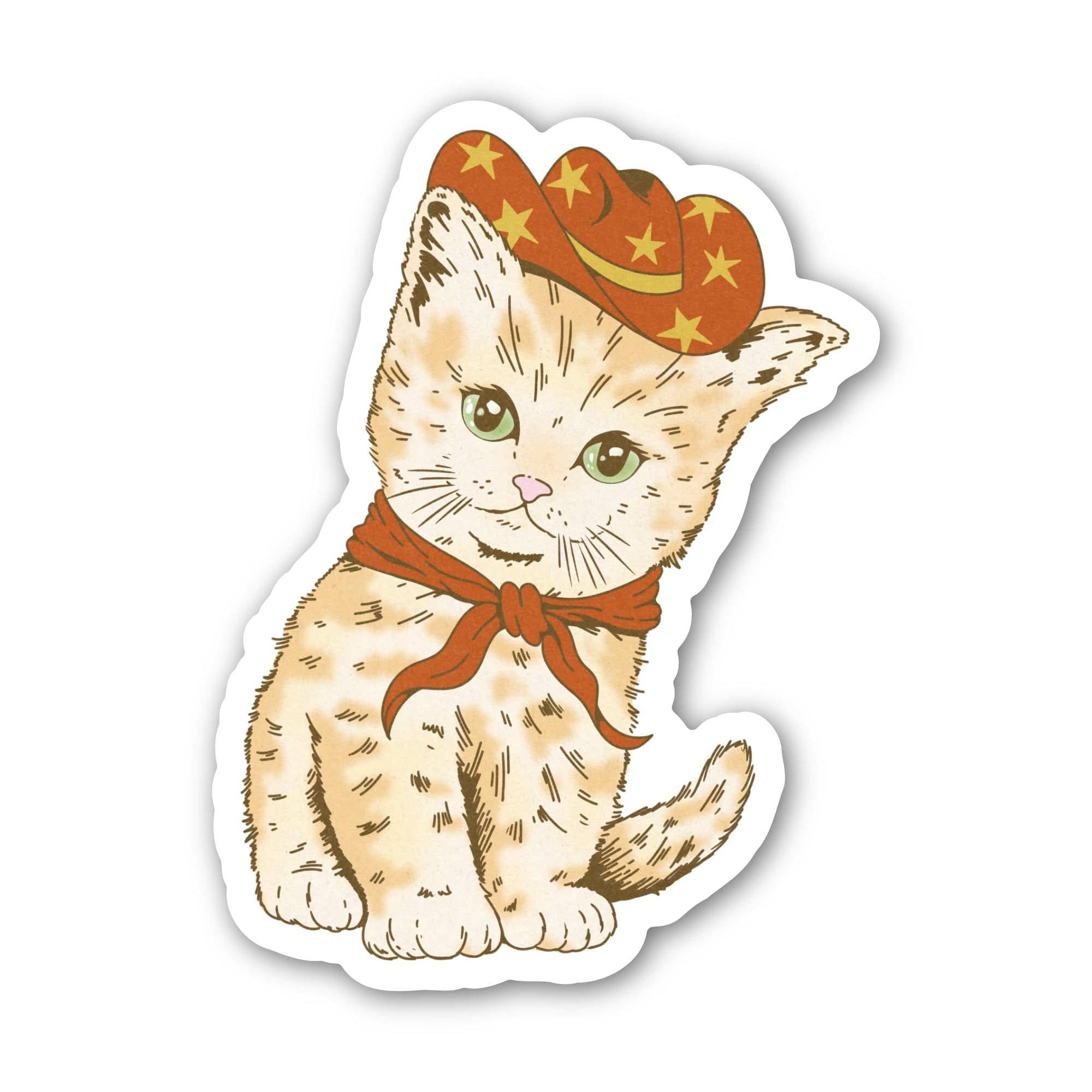  Brown Cowboy Hat Cat Sticker、mySite、elrpsem3k