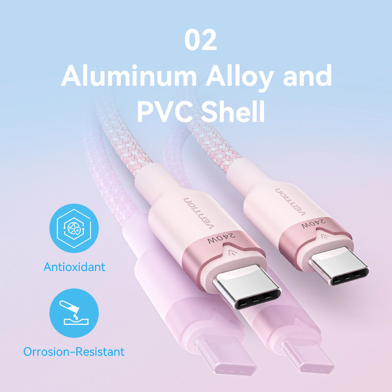 Vention USB 2.0 Type-C Male to Type-C Male 5A Cable Aluminum Alloy Type、mySite、fannypackpong