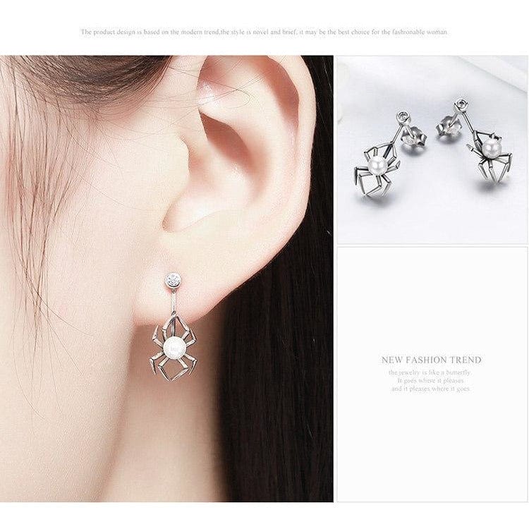 Spider and Pearl Earrings and Ring in Sterling Silver, Adorable!、mySite、g9winljtr