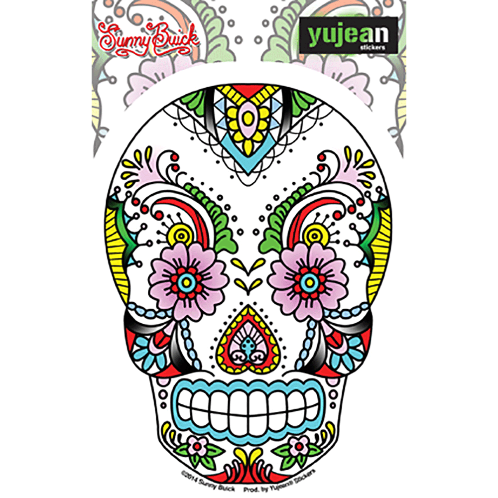  Floral Sugar Skull Vinyl Sticker Decal、mySite、ghnorth