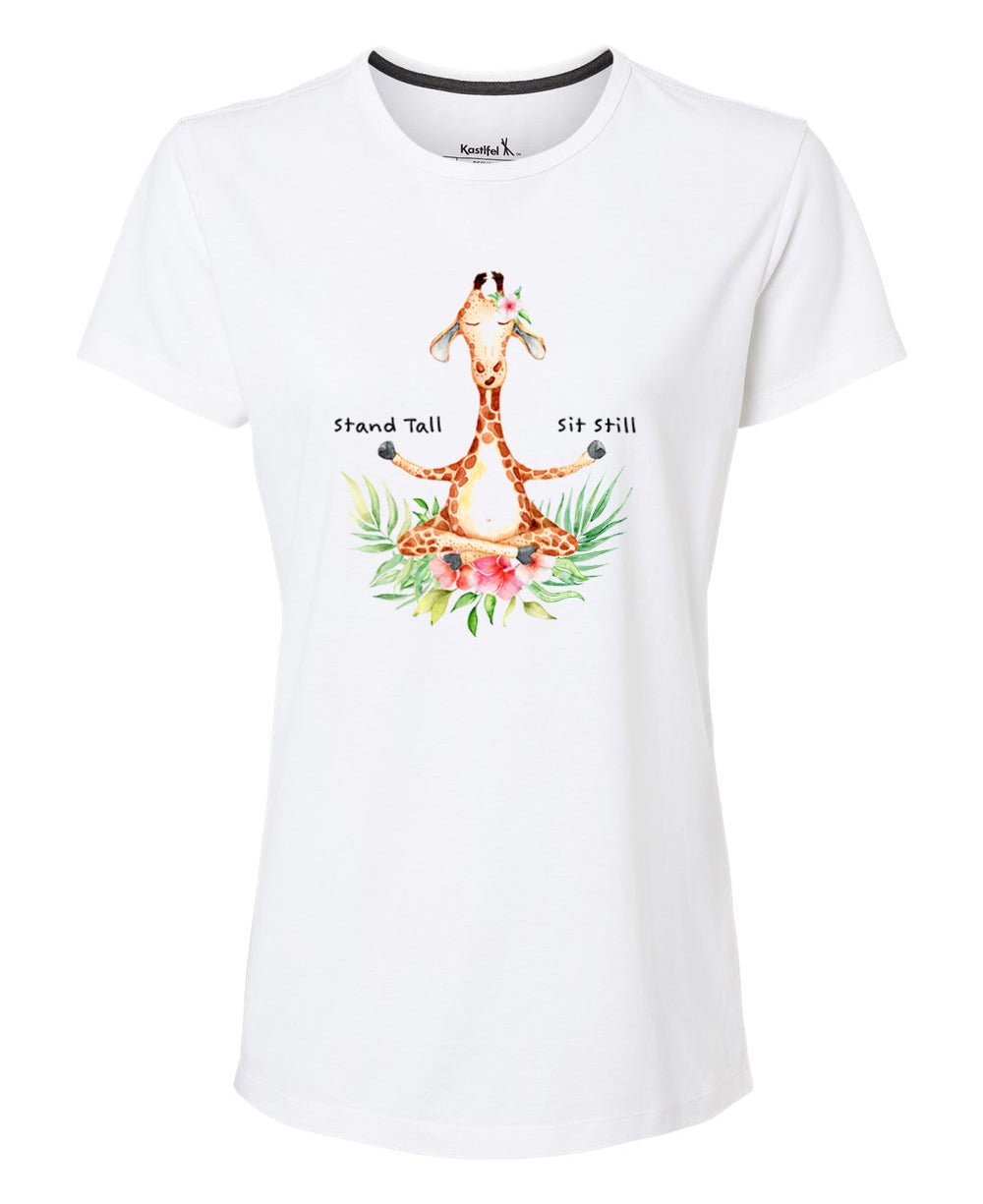 Giraffe Zen-sation Tee: The Stand Tall, Sit Still Women's Recycled T-Shirt、mySite、topwebapps