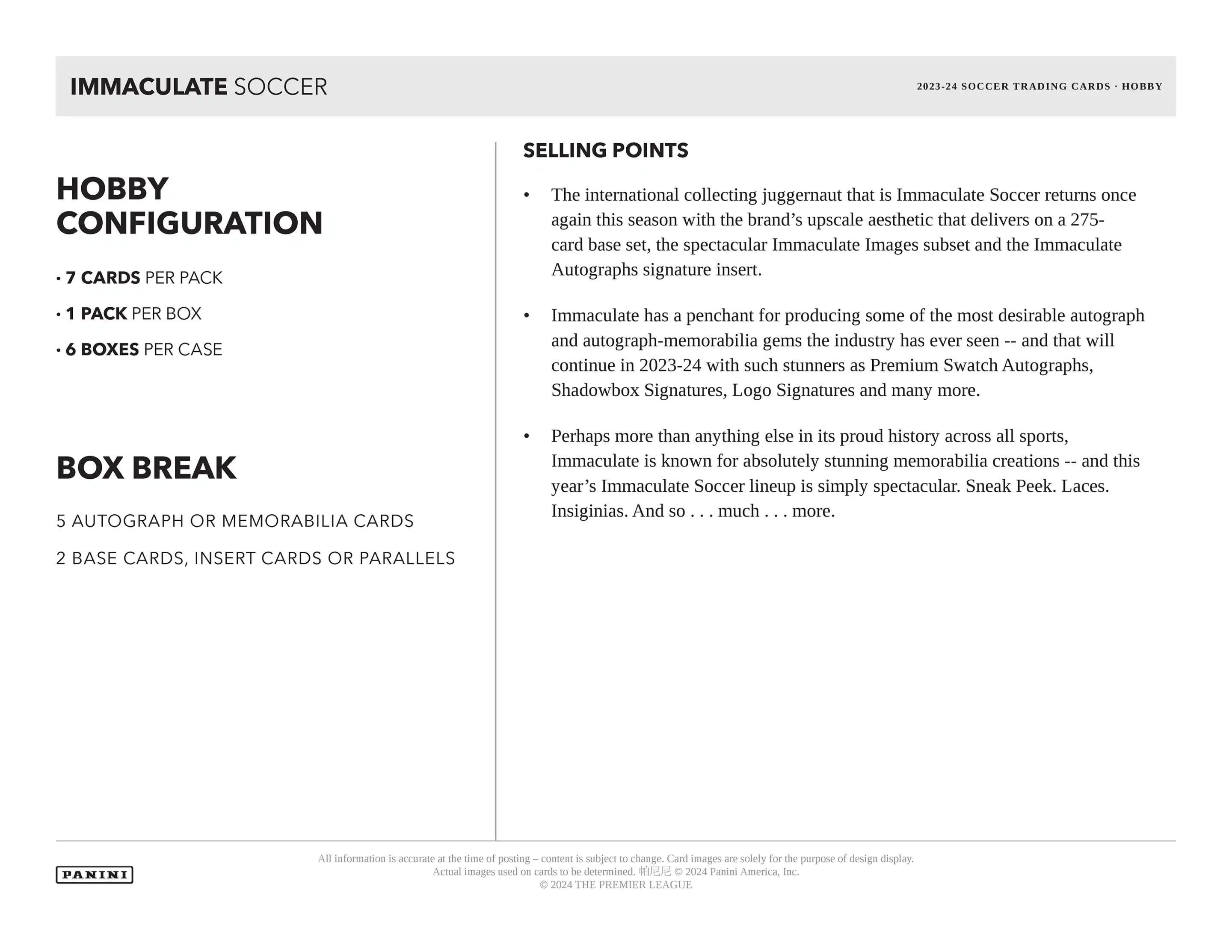 Panini Immaculate Soccer 2023/24 - Hobby Box、mySite、waistdrama