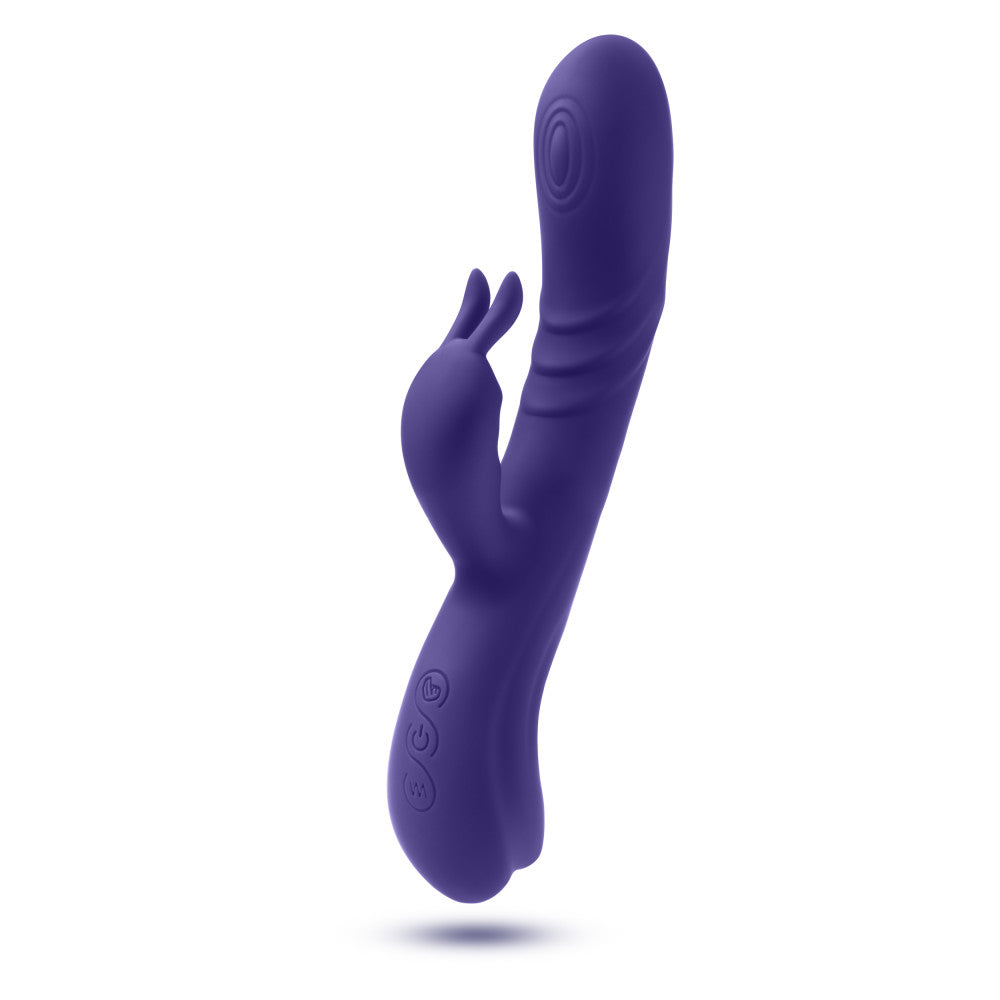 Blush | Harper 8.75 Inch G Spot Clitoral Dual Stimulation Silicone Rabbit Vibrator With 5 Shaft Vibrations - Midnight、mySite、bottomscart