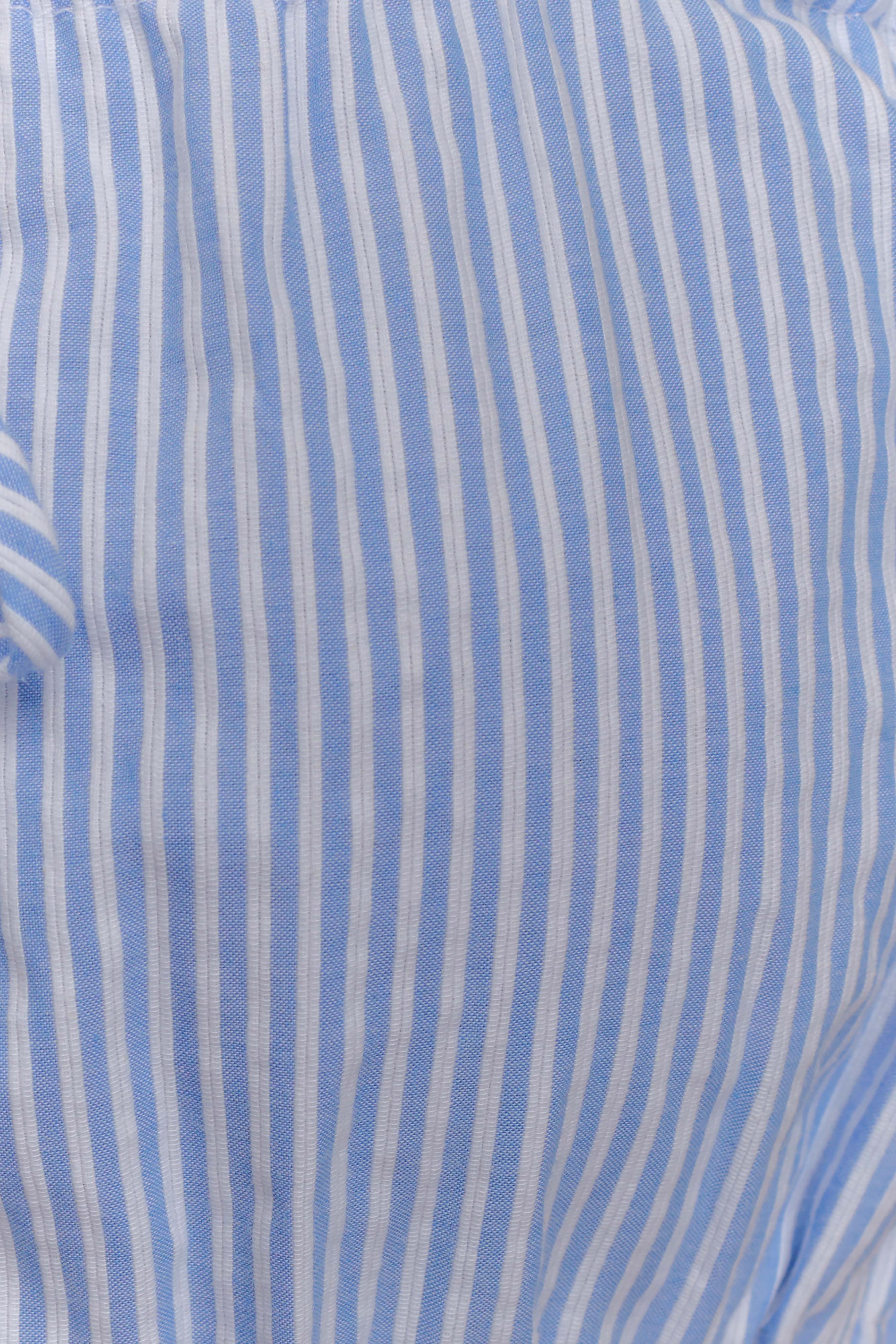 Gretel Sleeveless Crop Top - Blue Pinstripe、mySite、solidvoid