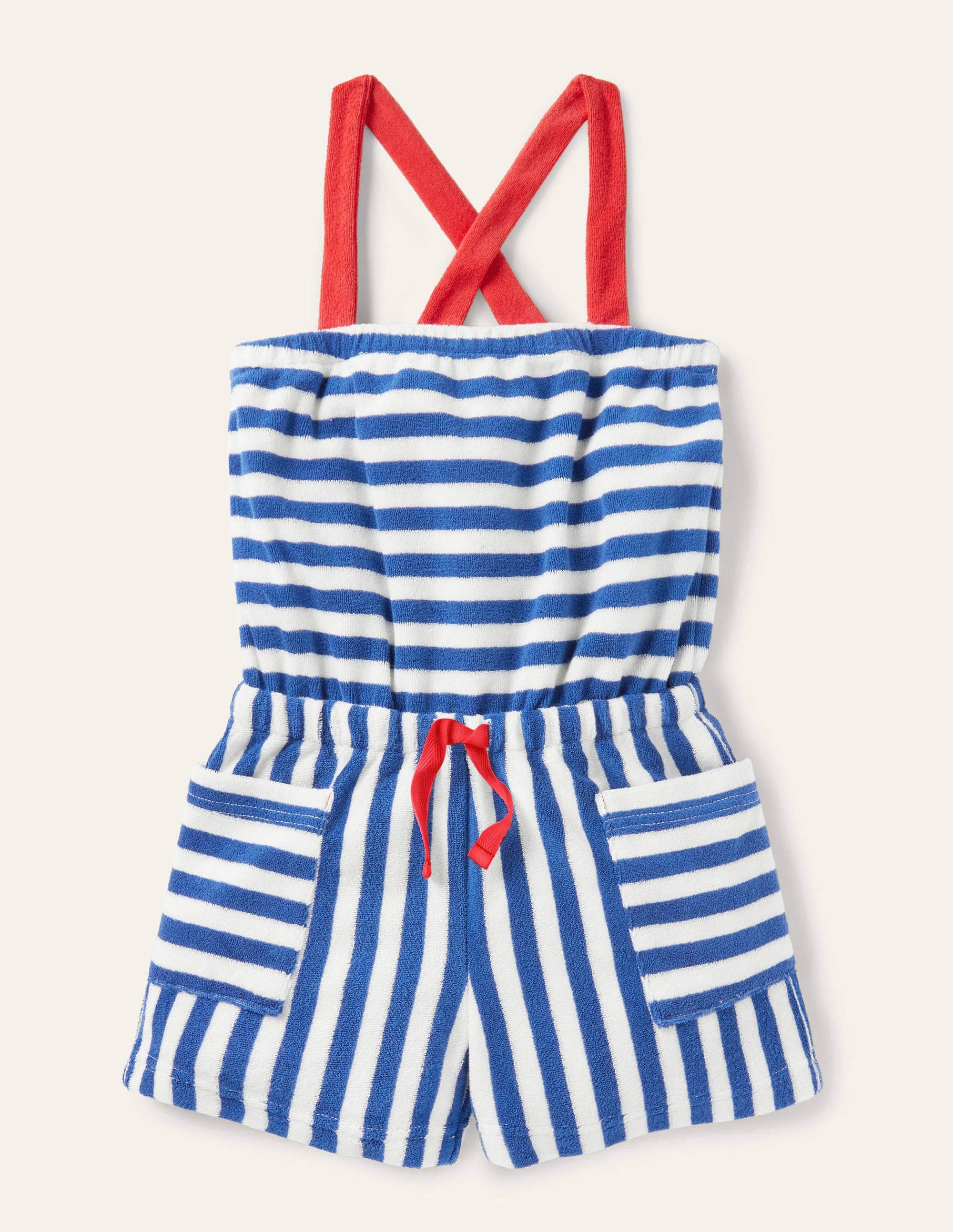  Stripy Towelling Romper-Elizabethan Blue/ Ivory、mySite、ashleygrahame