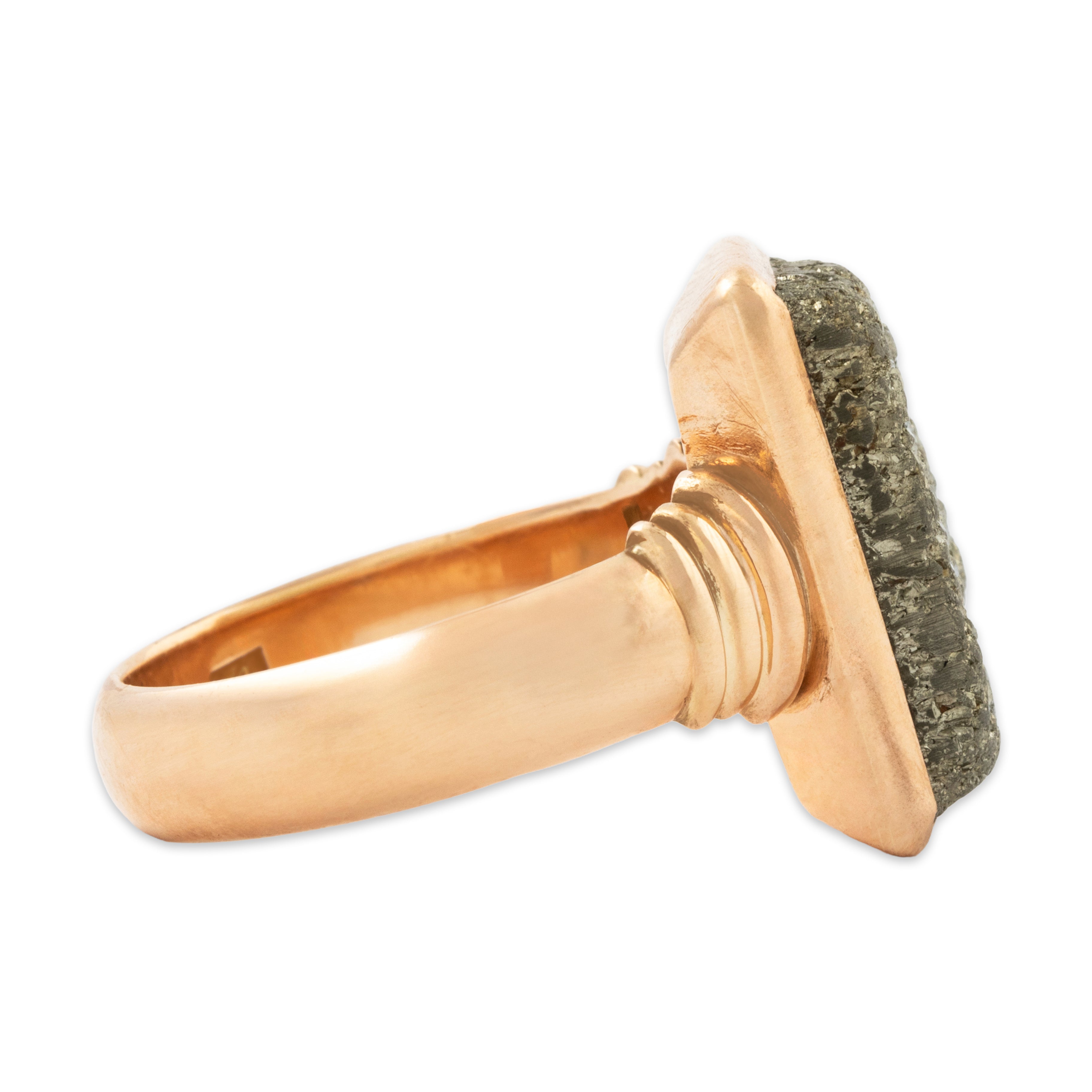 Antique Victorian Heavy 14k Rose Gold Pyrite Fool's Gold Ring 8.00、mySite、hinf8tx79