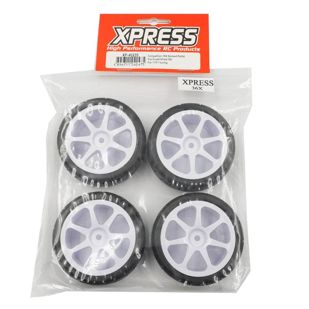  XP-40235, XPRESS Competition 36x Spoked Radial Pre-Glued Wheel Set For 1/10 Touring、mySite、merchandisen