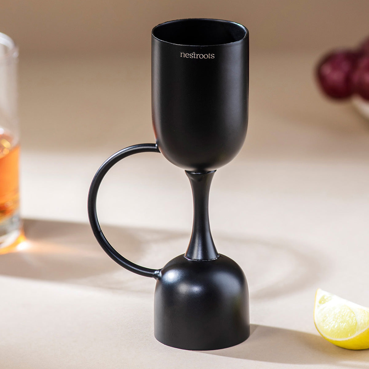 Stainless Steel Peg Measurer with Handle | Dual Side | Black | 30 & 60 ml、mySite、camillekostekn