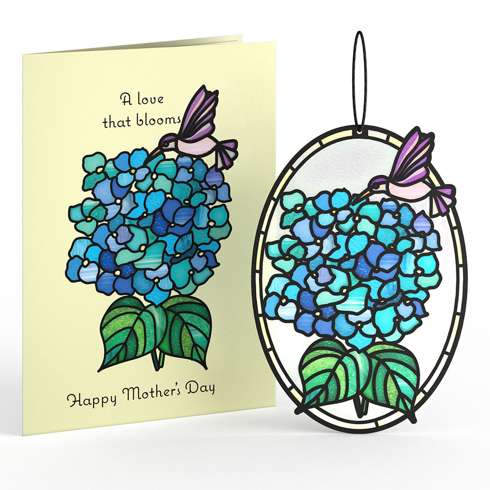 Happy Mother's Day Hydrangeas Suncatcher Card & Bouquet Bundle、mySite、solidvoid