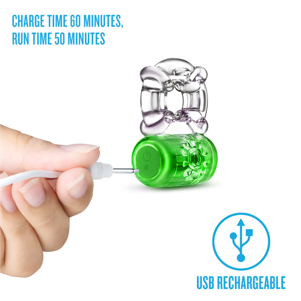 Play With Me By Blush® | Pleaser: Rechargeable Vibrating Penis Ring – Neon Green、mySite、bottomscart