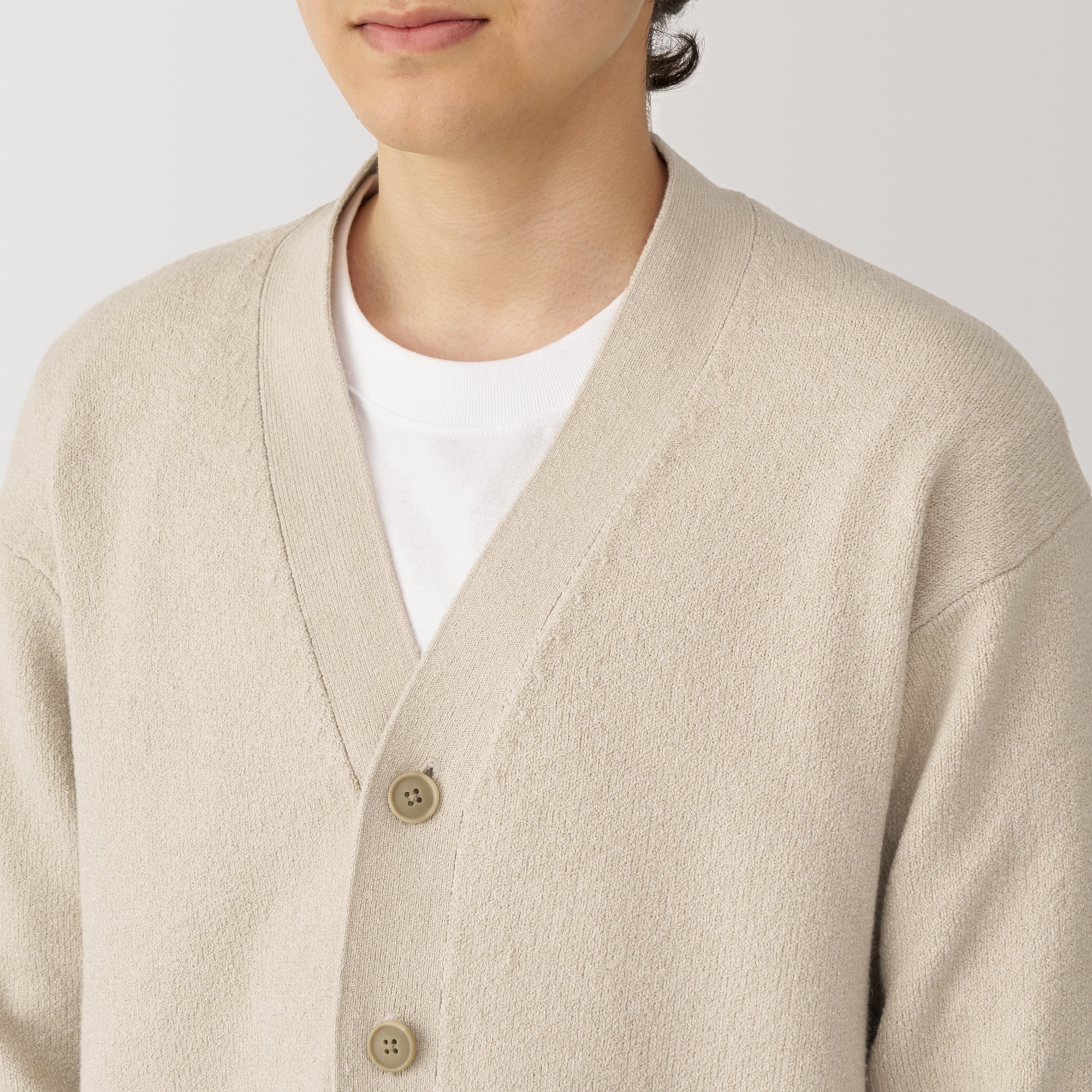  Men's Soy Fiber Mid-Gauge V-Neck Cardigan、mySite、sugarbowlscore