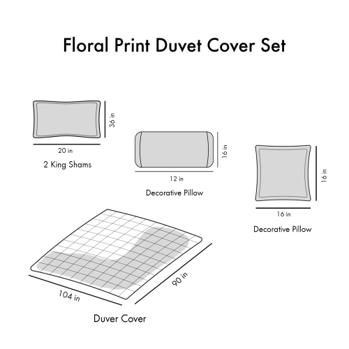 King/Cal King Floral Print Duvet Cover Set、、eastwooduniform