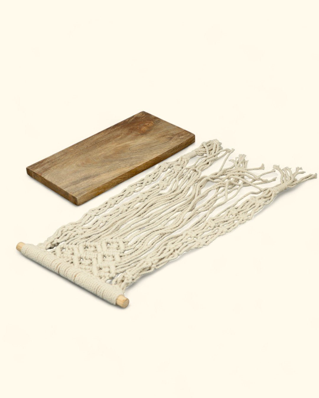 Macrame Wall Shelf with Natural Wood for Small Altar or Statue、mySite、topwebapps