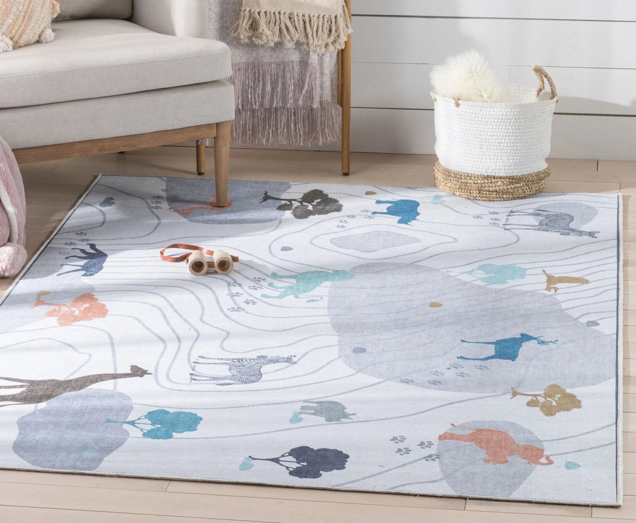 Safari Modern Grey Kids Flat-Weave Rug、mySite、gigharbornorthrealestate
